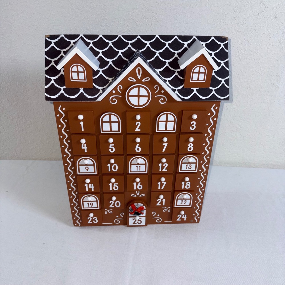 Wondershop gingerbread House Advent Calendar Brown 25 Drawers Wooden Christmas